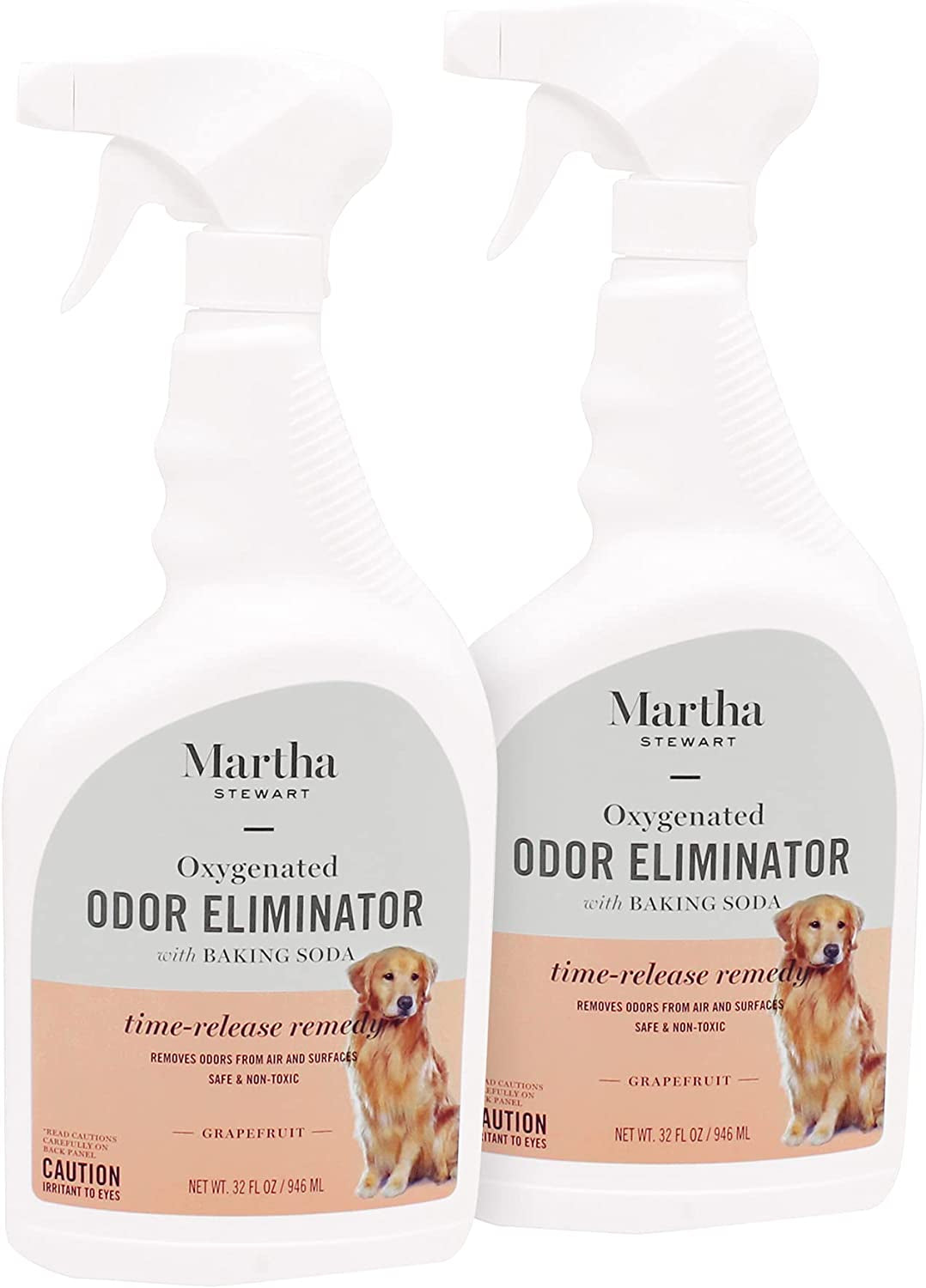 Martha Pets Oxy-Powered Time-Release Odor Eliminator | Effective Carpet Odor Neutralizer and Pet Stain Deodorizer, Fresh Citrus Grapefruit Scent, 32 Ounces 2 Pack (64 Oz Total)