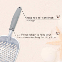 Cat Litter Scoop, Durable Metal Litter Scoop for Kitty, Sifter with Deep Shovel and Ergonomic Handle, Made of Heavy Duty Solid Aluminum, Jumbo Size, Grey