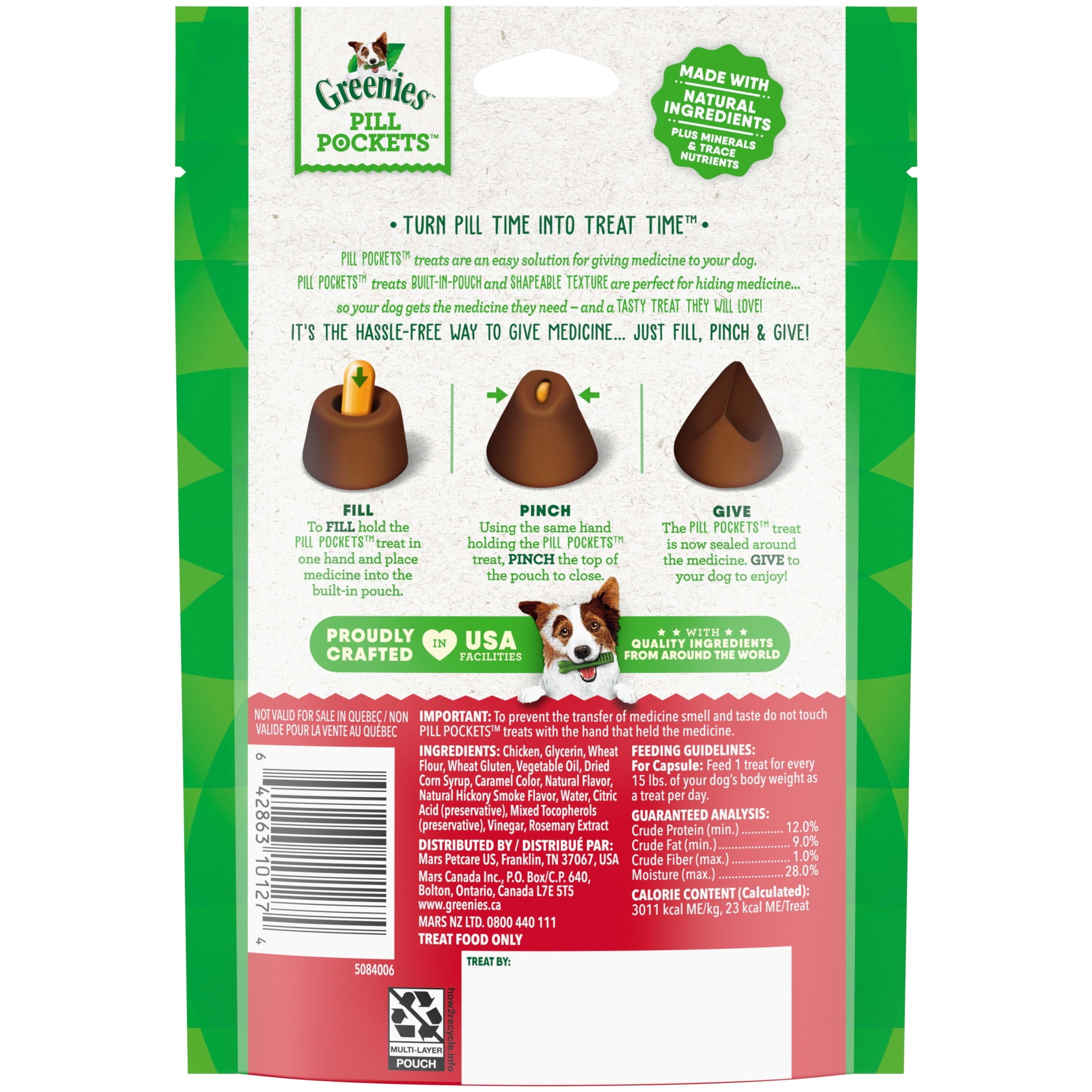 Greenies Pill Pockets for Dogs Capsule Size Natural Soft Dog Treats, Hickory Smoke Flavor, 7.9 Oz. Pack (30 Treats)