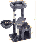 Cat Tree 34In Cat Tower, Multi-Level Cat Condo with Extra Scratch Boards and Sisal Posts as Kitty Activity Center