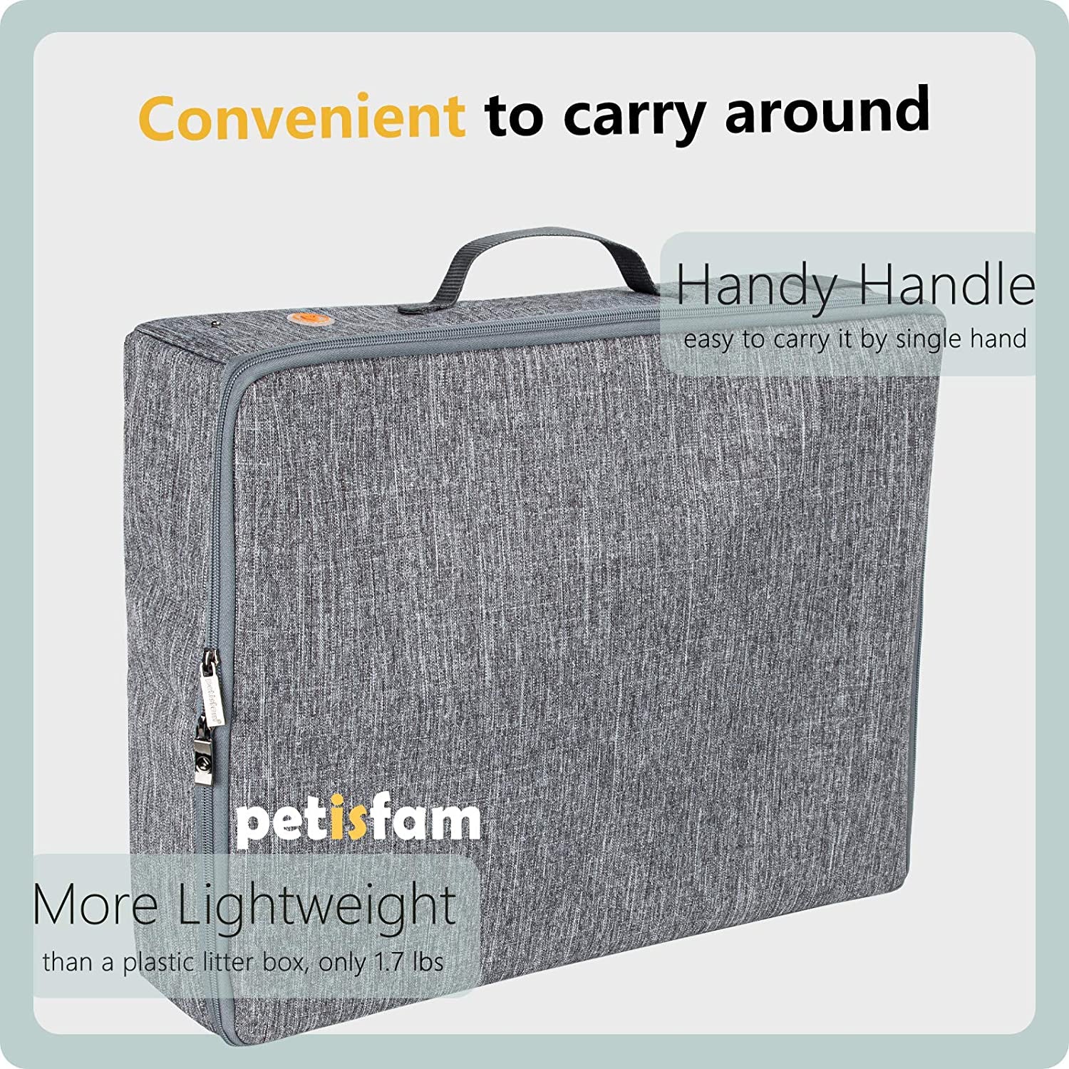 Large Portable Cat Travel Litter Box with Zipperd Top for Medium, Large or Multiple Cats.