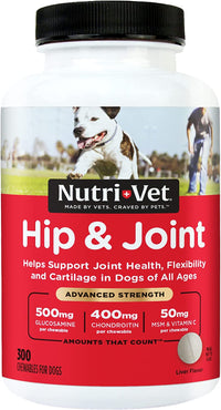 Advanced Strength Hip & Joint Chewable Dog Supplements- Formulated with Glucosamine & Chondroitin to Support Dog Cartilage & Mobility- 300 Tablets