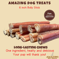 - 6 Inch Bully Sticks Medium Size (25 Pcs/Pack) - Bully Stick Dog Chews - Long Lasting Bully Sticks for Small to Medium Dogs - Large Bully Stick Dog Bones - No Hide Dog Bones