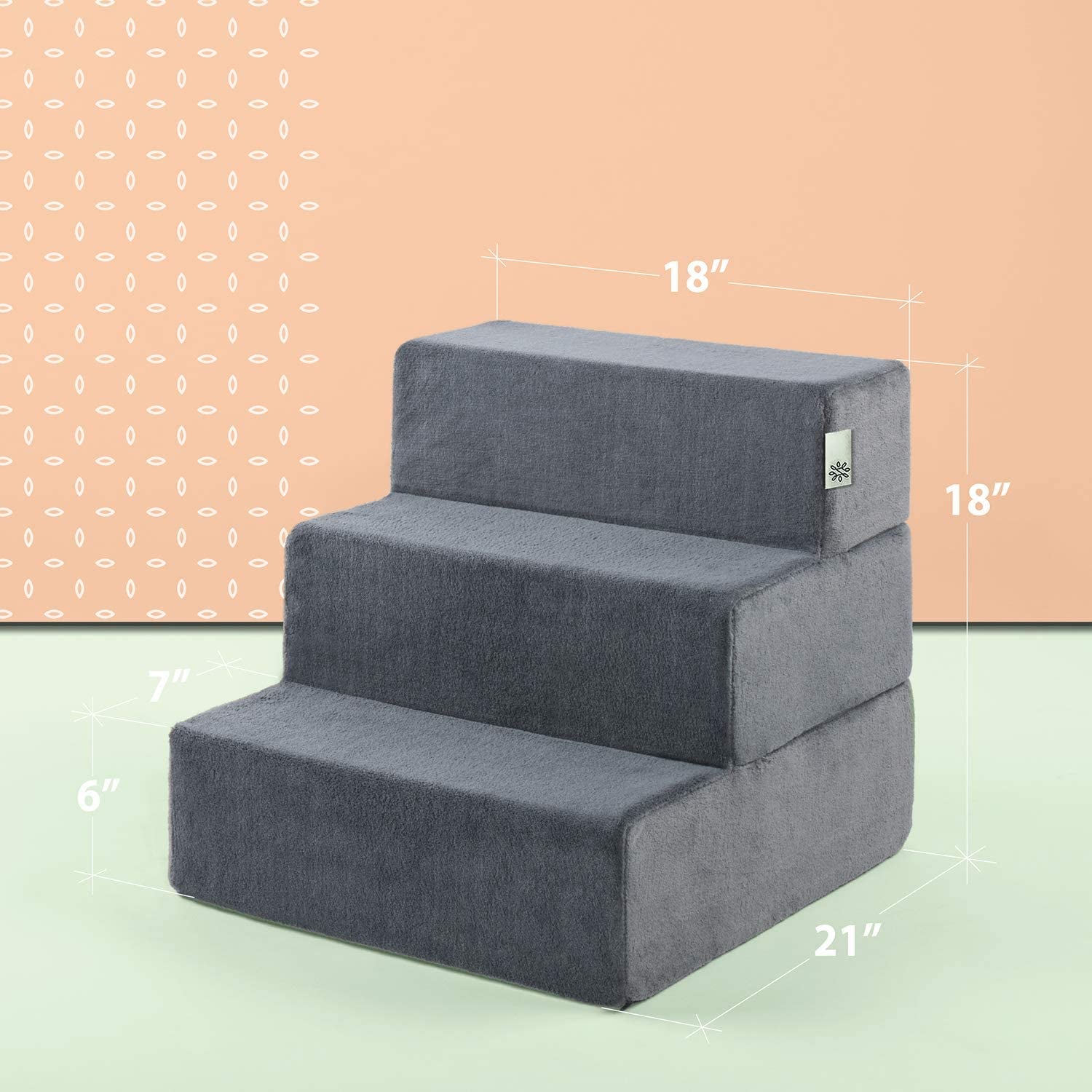 CertiPUR Easy Pet Stairs / Pet Ramp / Pet Ladder, Medium, Charcoal