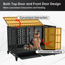 RERORD 48 Inch Heavy Duty Dog Crate with Wheels, Folding Metal Big Dog Cage Extra Large Dog Crate