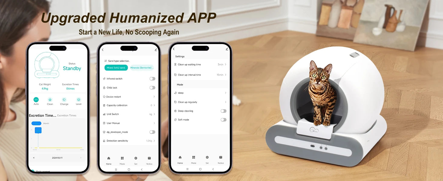 Automatic Pet Litter Box Self Cleaning with App Control