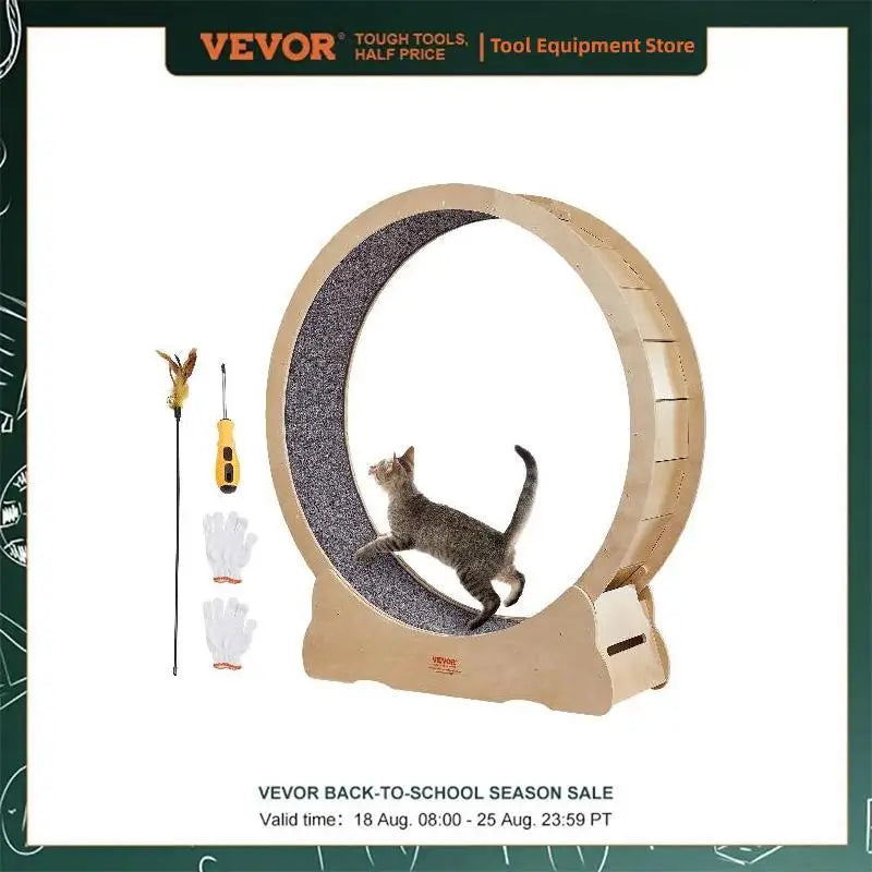 VEVOR Cat Exercise Wheel Natural Wood Silent Running Toy