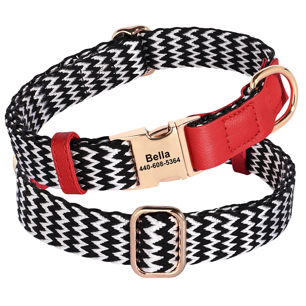 Durable PU Leather Dog Collars Necklace Personalized Pet ID Collars