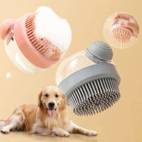 1pc Pet Bath Brush Soft Silicone With Shampoo Dispenser Cleaning Fur And Hair