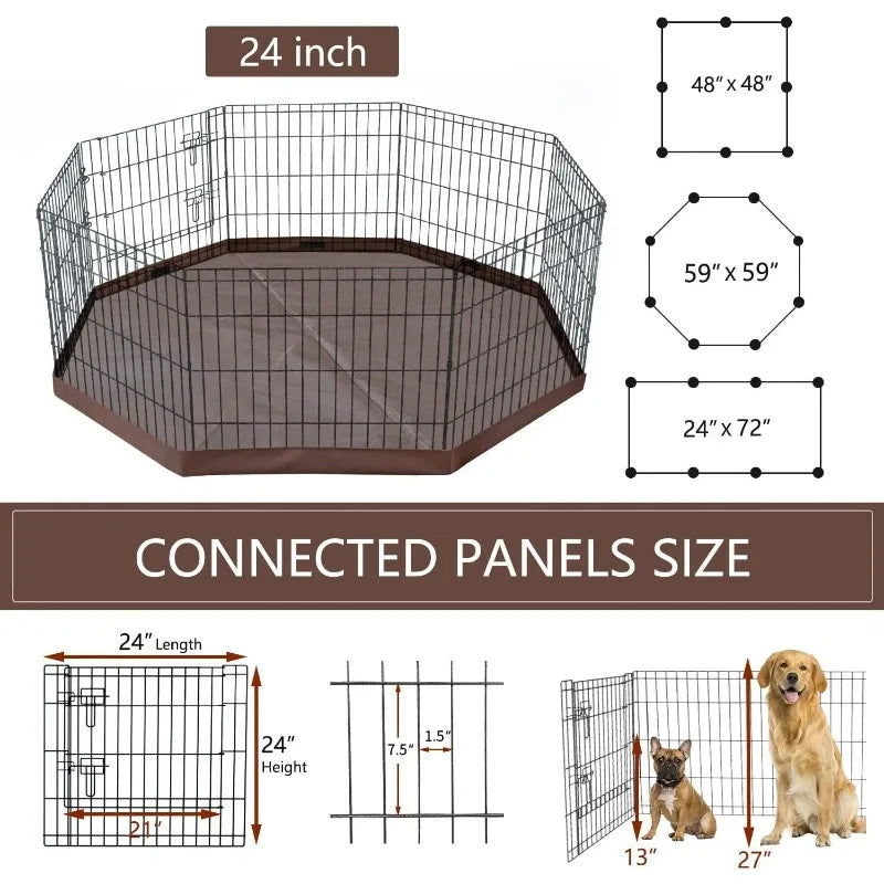 Foldable outdoor Metal Dog Exercise Playpen Gate Fence Dog