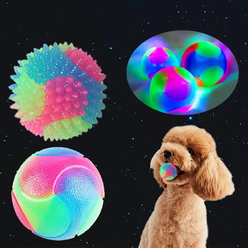 Glowing LED Puppy Flashing Elastic Ball Toy