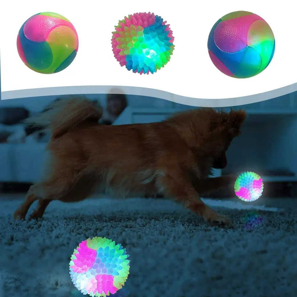 Glowing LED Puppy Flashing Elastic Ball Toy