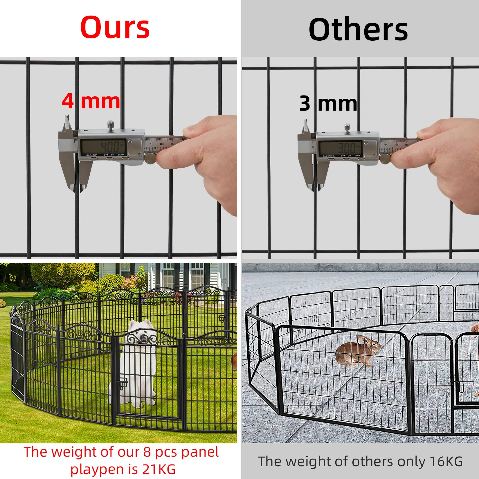 Heavy Duty Metal Dog Playpen Foldable 8 Panels Pet Animal Dog Kennel Pen Fence with Gate for Indoor Outdoor