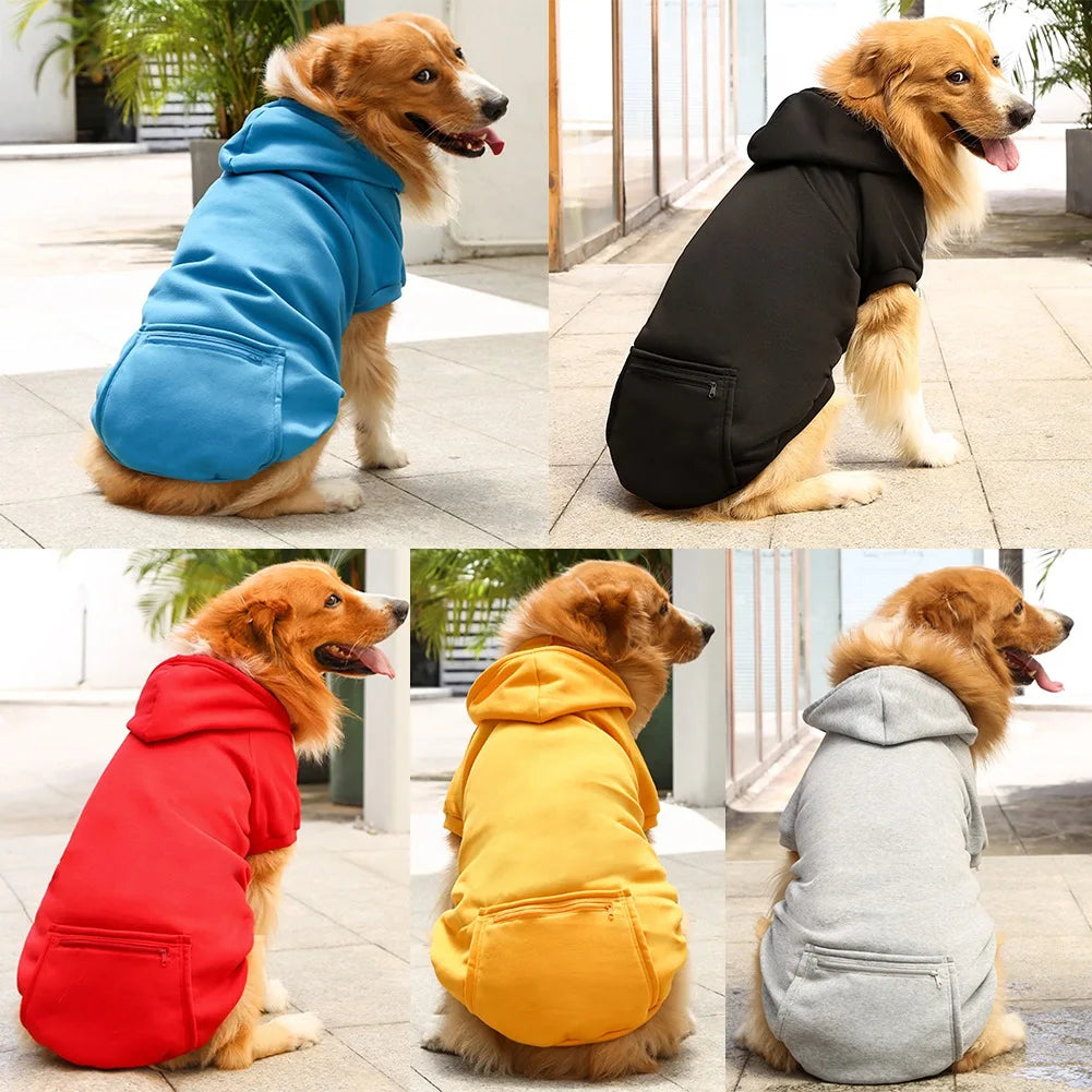 Dogs Hooded Sweatshirt with Pocket Hat Pet Clothes Sweaters Cat Hoodies Coat Winter