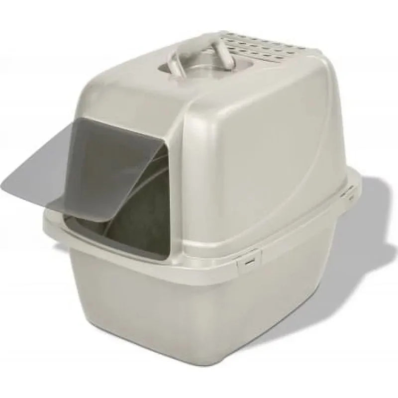 Odor Control Large Enclosed Cat Litter Box, Hooded, Pearl