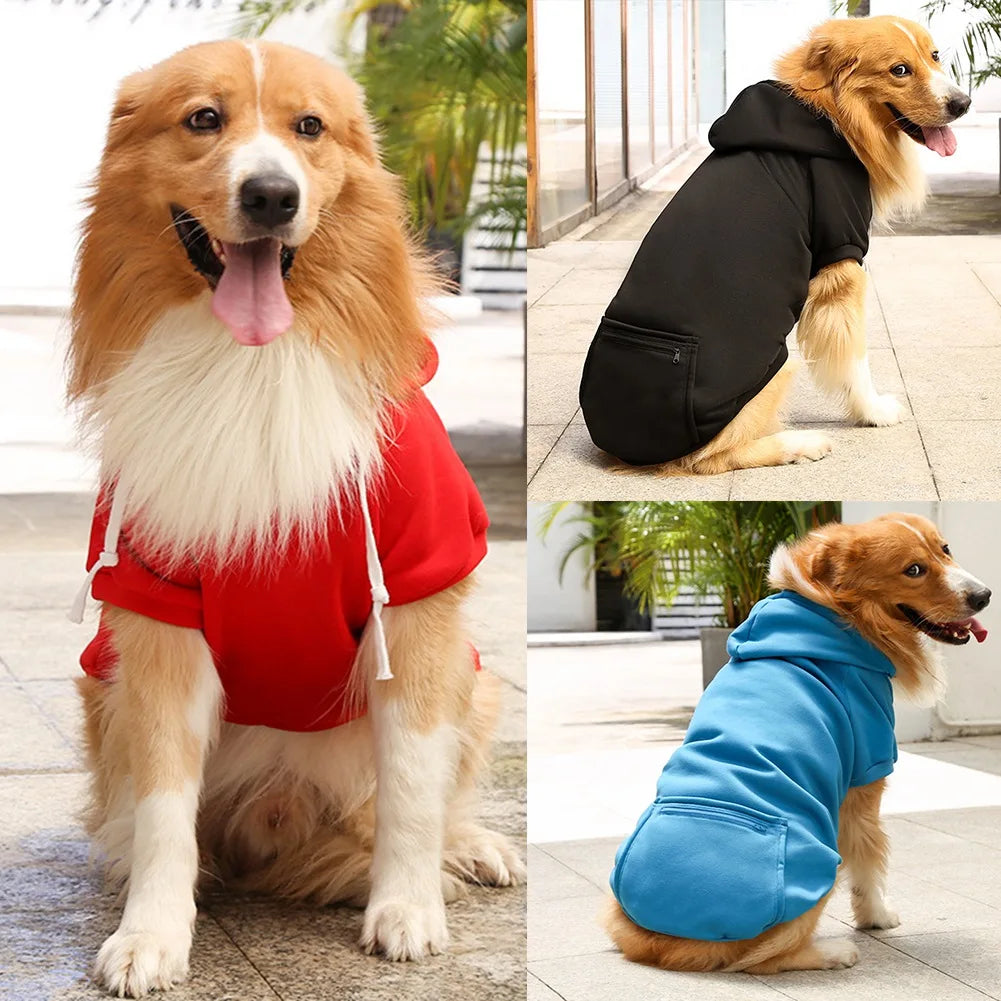 Dogs Hooded Sweatshirt with Pocket Hat Pet Clothes Sweaters Cat Hoodies Coat Winter