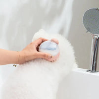 1pc Pet Bath Brush Soft Silicone With Shampoo Dispenser Cleaning Fur And Hair