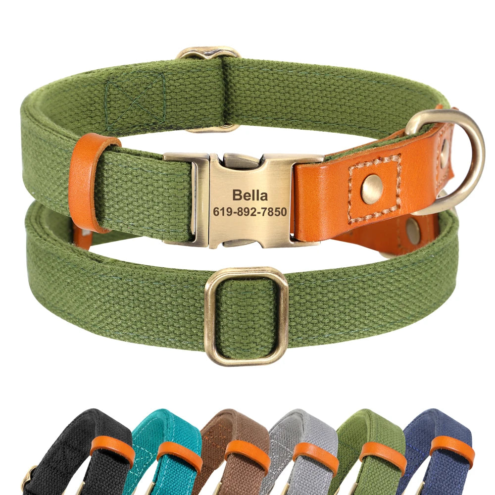 Durable PU Leather Dog Collars Necklace Personalized Pet ID Collars