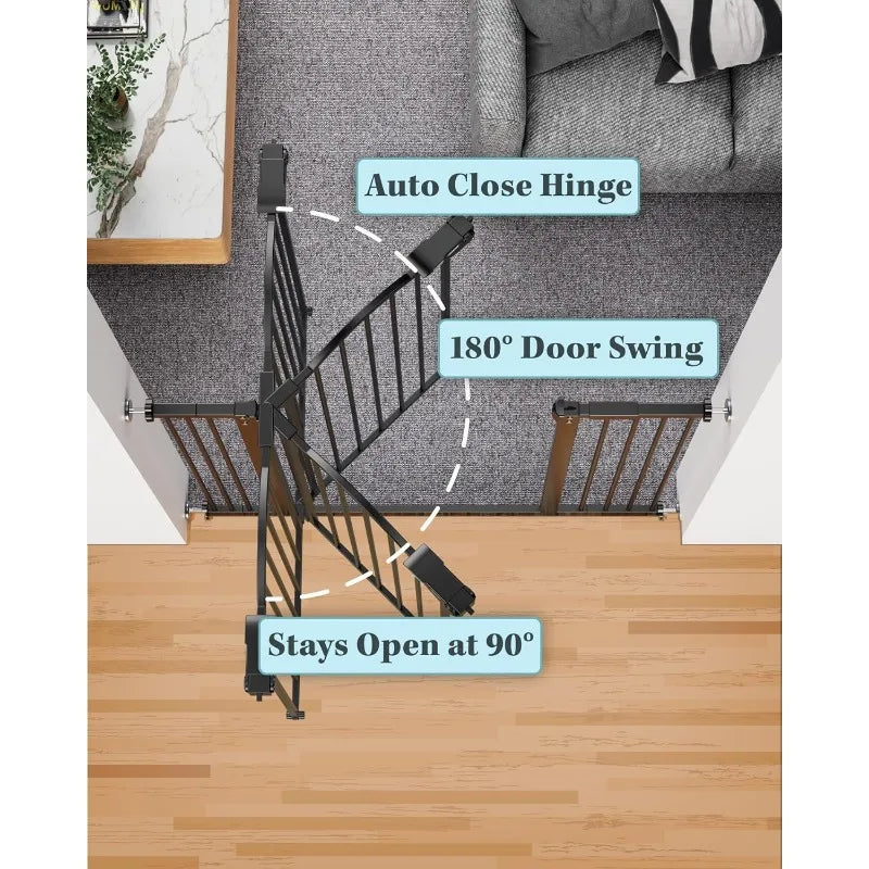 39.6” Dog Gate for Stairs & Doorways Auto Close Both Sides