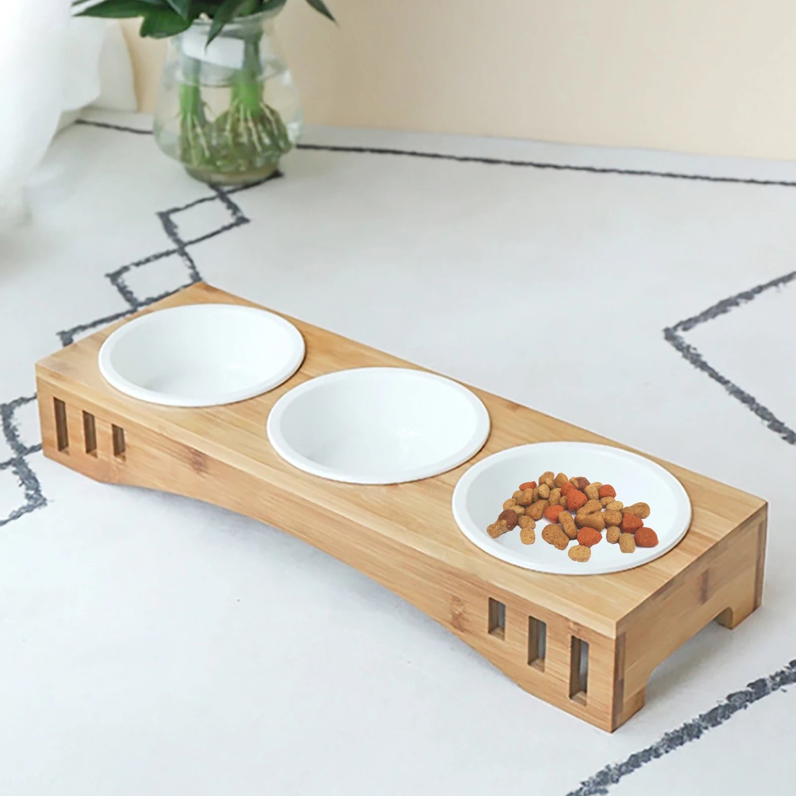 Pets Bowl Feeding And Water 3-Bowl Feeding Station Non-Slip