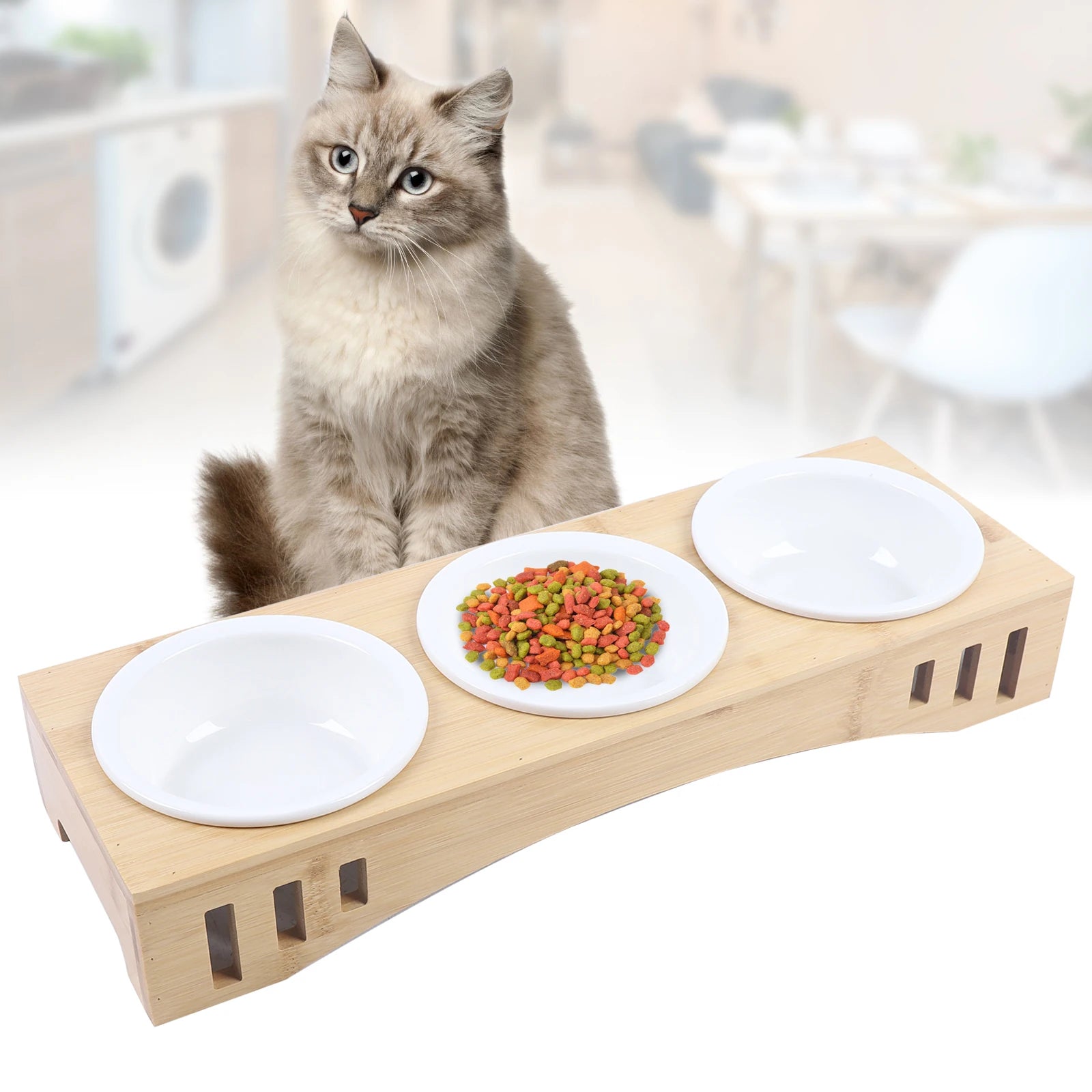 Pets Bowl Feeding And Water 3-Bowl Feeding Station Non-Slip