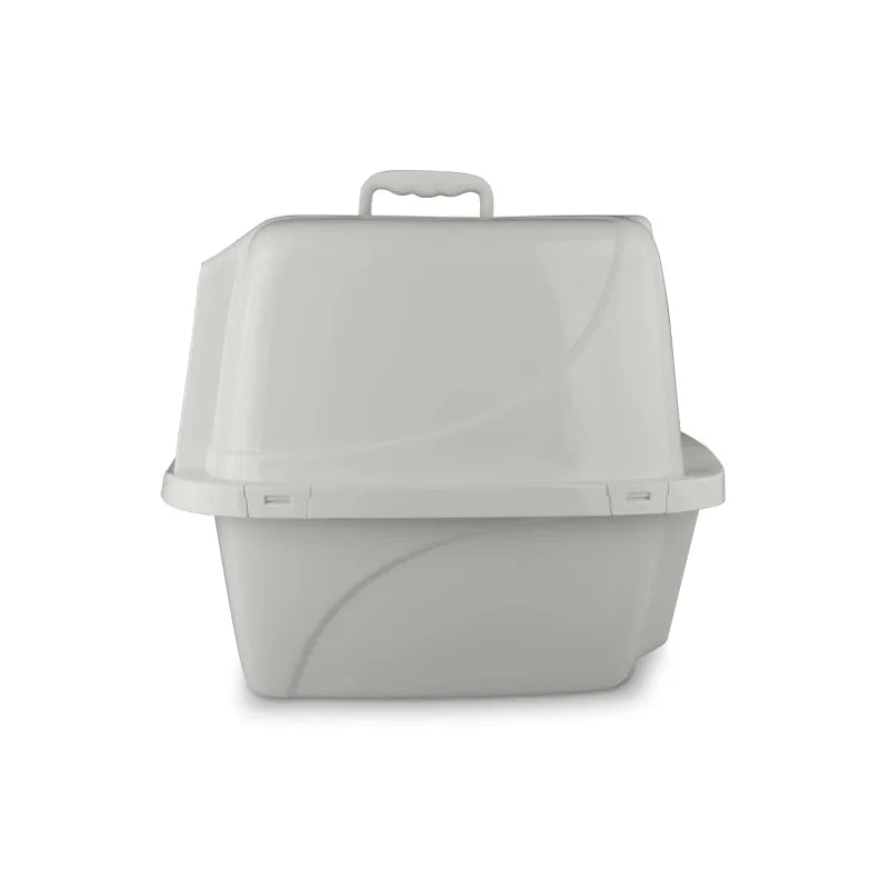 Odor Control Large Enclosed Cat Litter Box, Hooded, Pearl