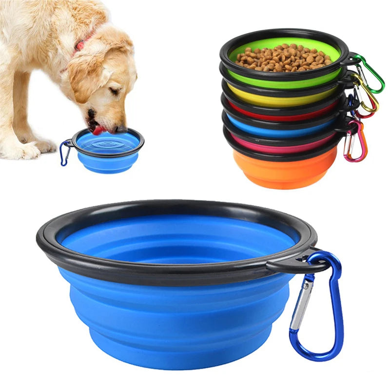 Outdoor Portable Puppy Water Container with Carabiner Folding