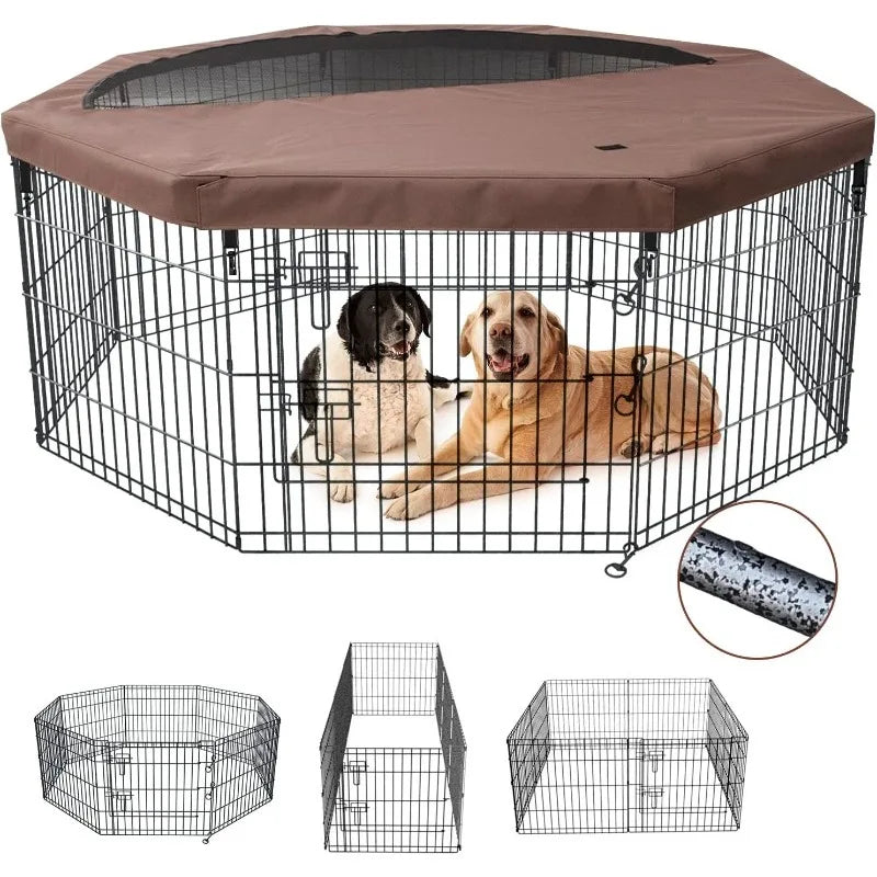 Foldable outdoor Metal Dog Exercise Playpen Gate Fence Dog