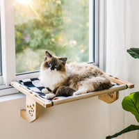 Sturdy Cat Window Perch Hammock Bed with Wood Metal Frame for Cats