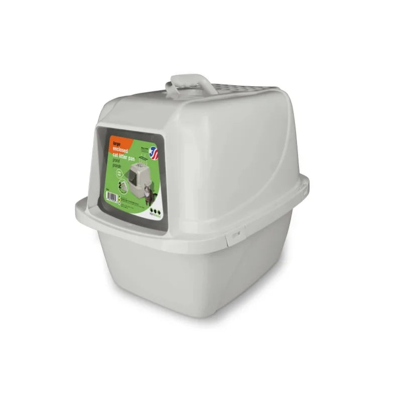 Odor Control Large Enclosed Cat Litter Box, Hooded, Pearl