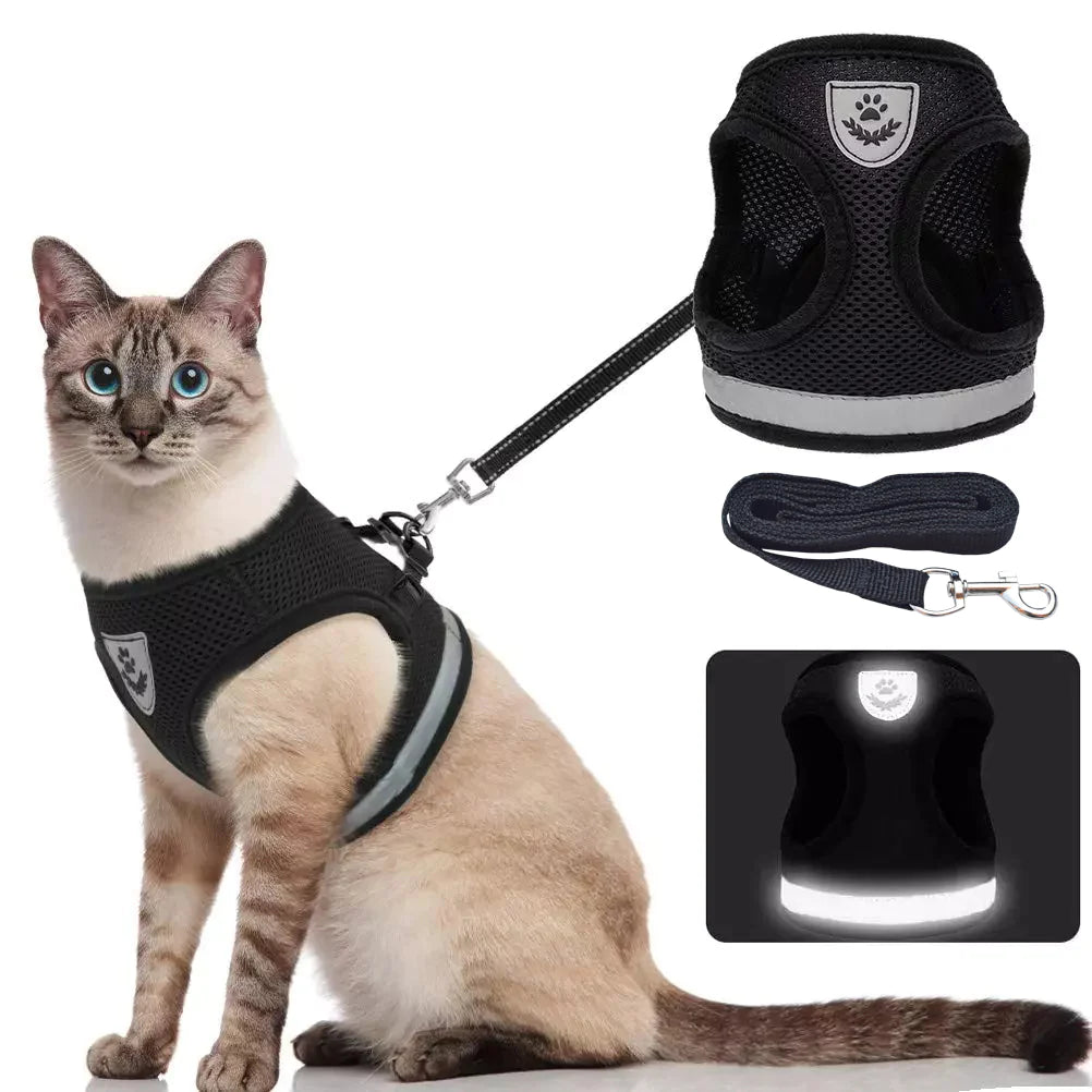 Breathable Harness and Leash Escape Proof Pet Clothes Kitten Puppy Dogs