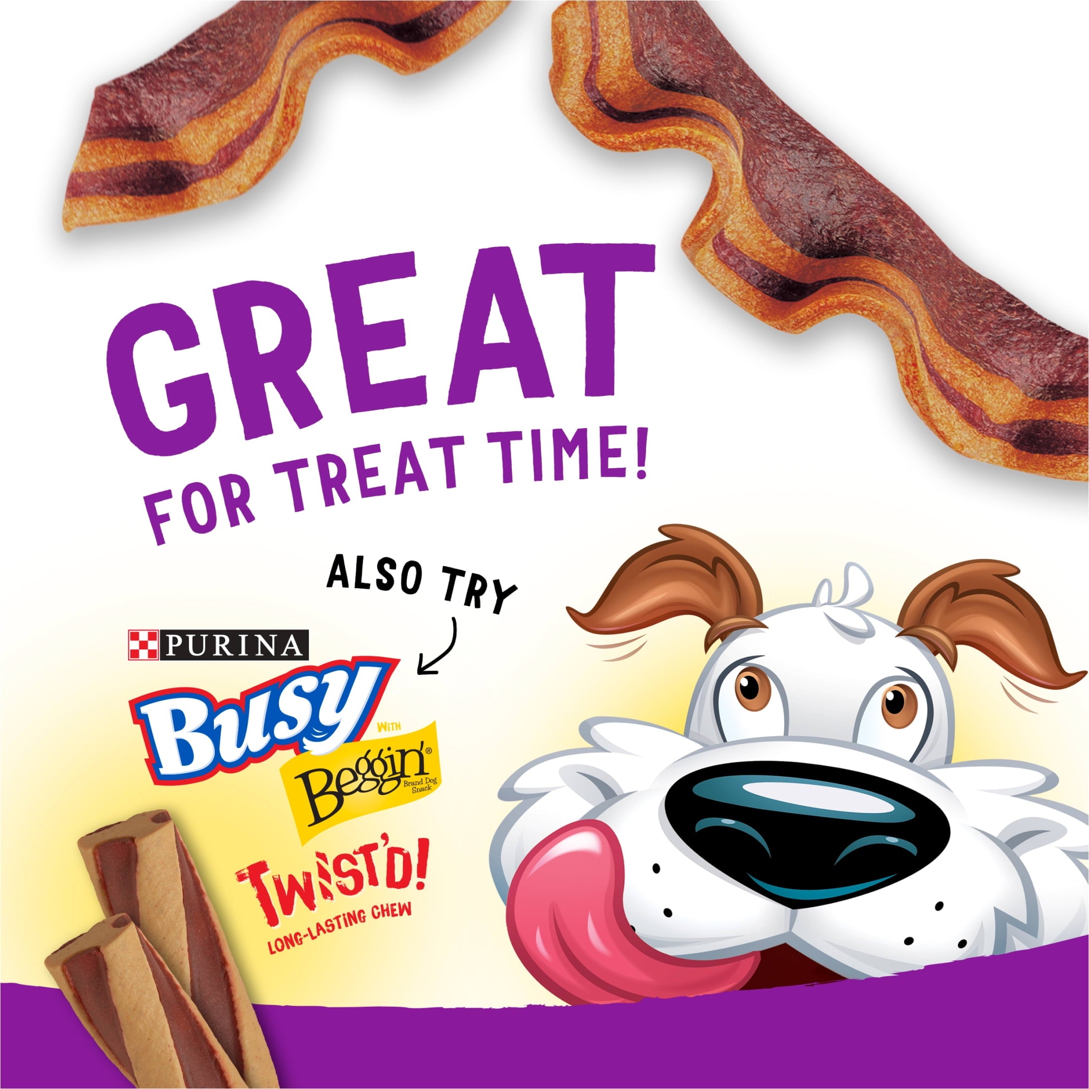 Purina  Strips Dog Treats Bacon & Natural Peanut Butter Dog Chews Snacks, 6 Oz Pouch (6 Pack)