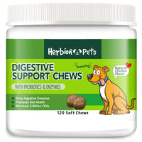 Pets Digestive Support Chews with Probiotics and Enzymes, 120 Soft Chews - with Daily Digestive Enzymes - for Improved Gut Health - Minimum 2 Billion Cfus - Made in USA - for Dogs 12 Weeks+