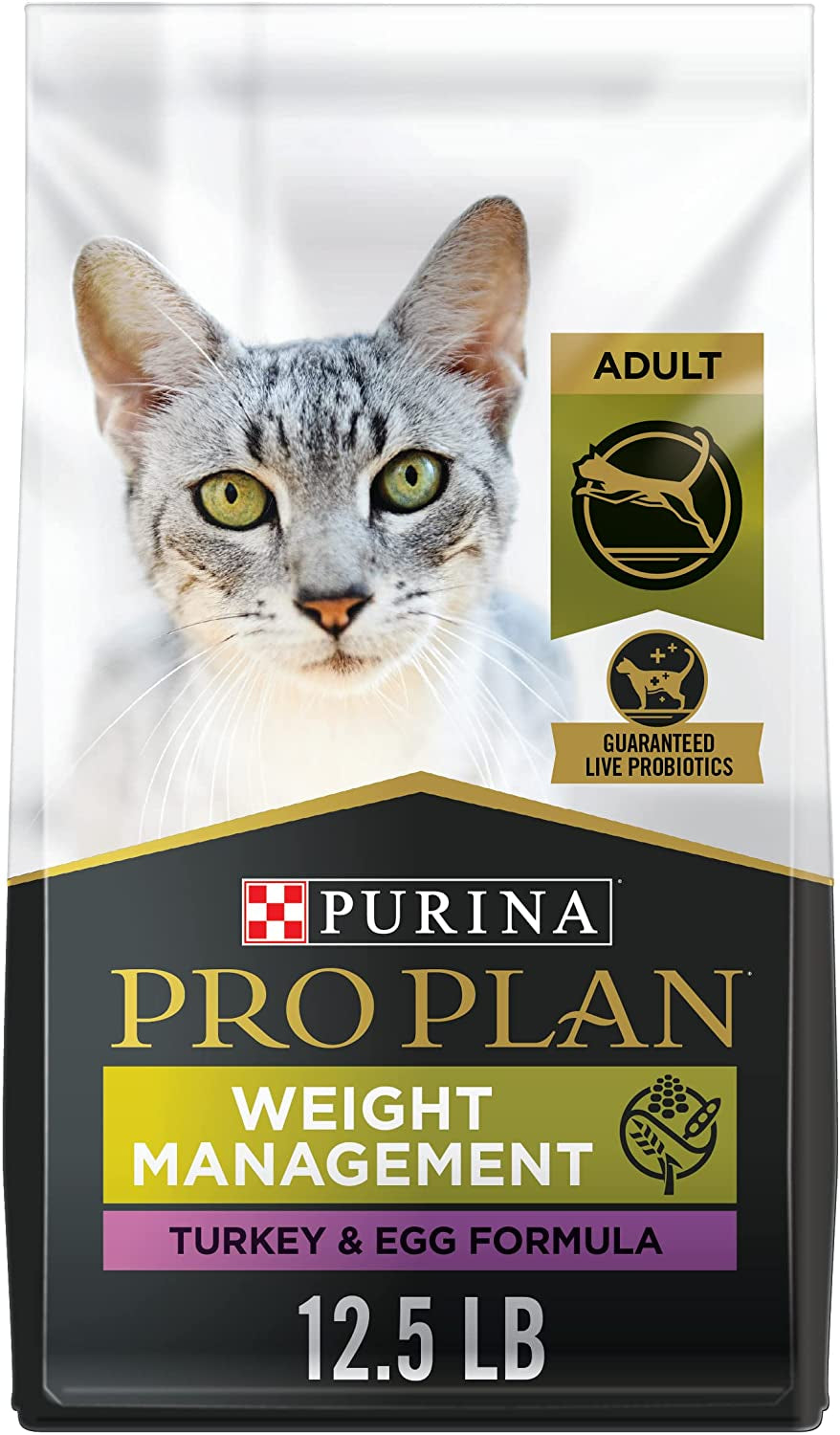 Purina pro-plan with Probiotics, Grain Free Weight Management Dry Cat Food, Turkey & Egg Formula - 12.5 Lb. Bag